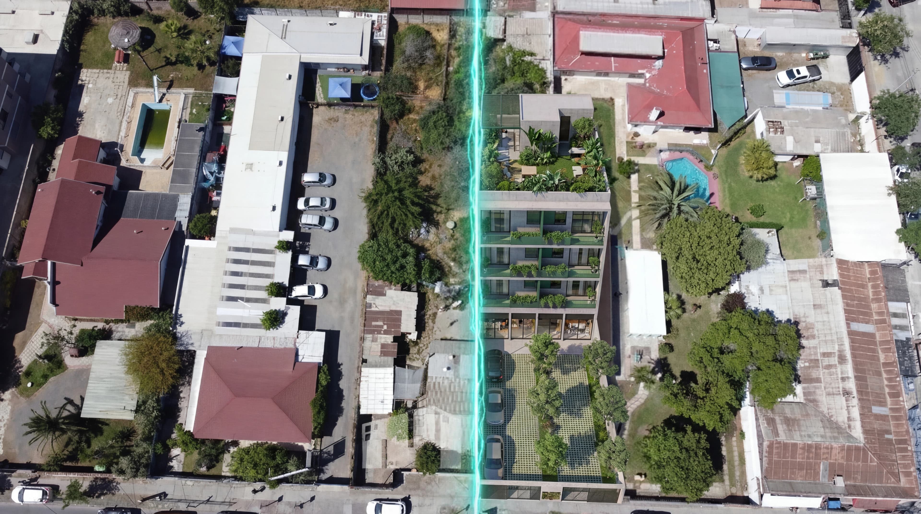 Render IA — Transformación antes/después